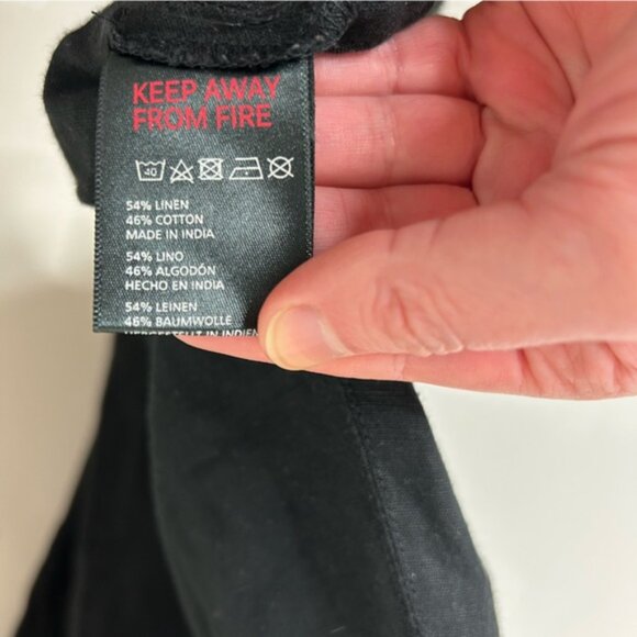 Urban Outfitters Mini Dress Buttons Linen Blend Black Strappy Back Size Small - Picture 12 of 13